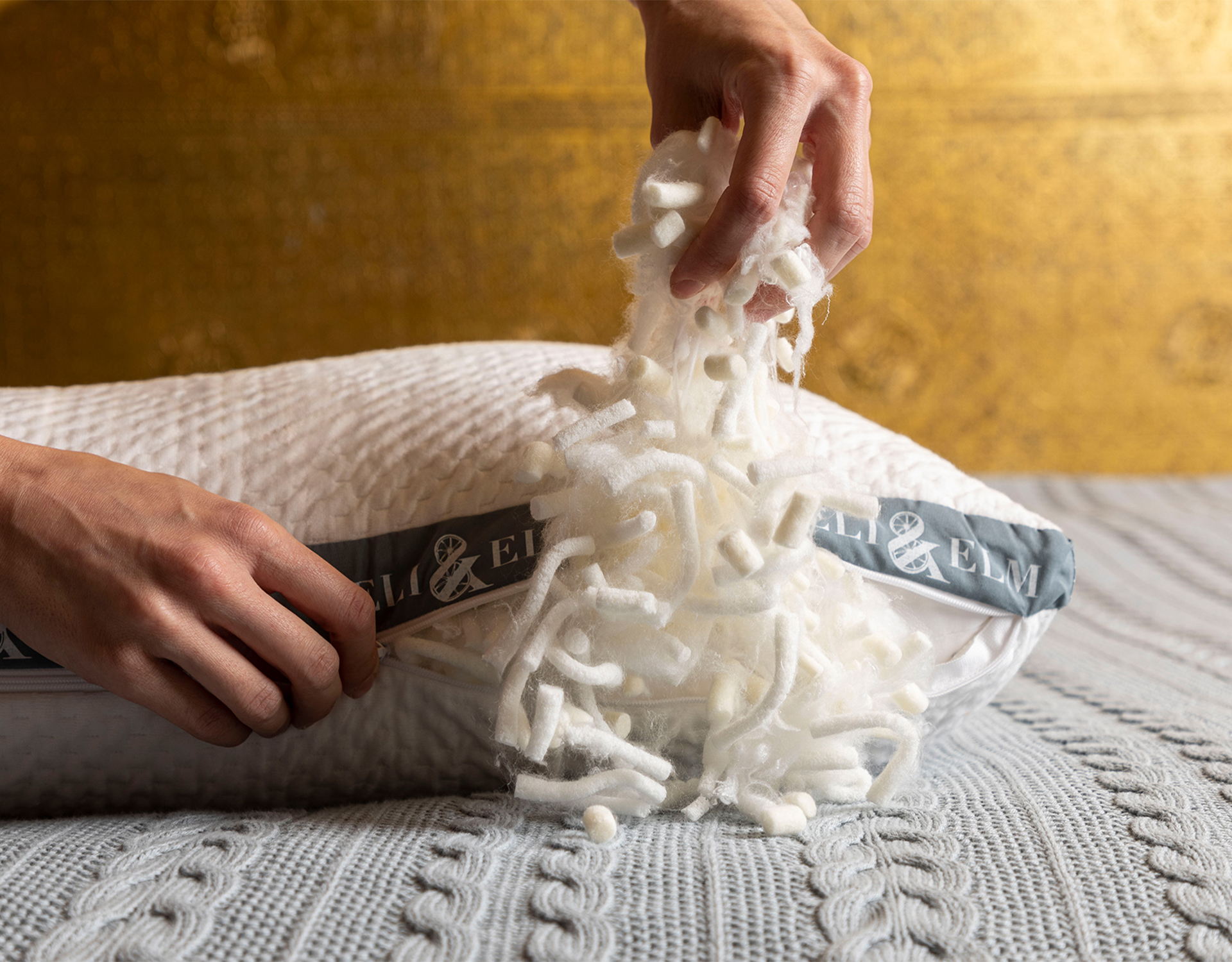 woman holding pillow